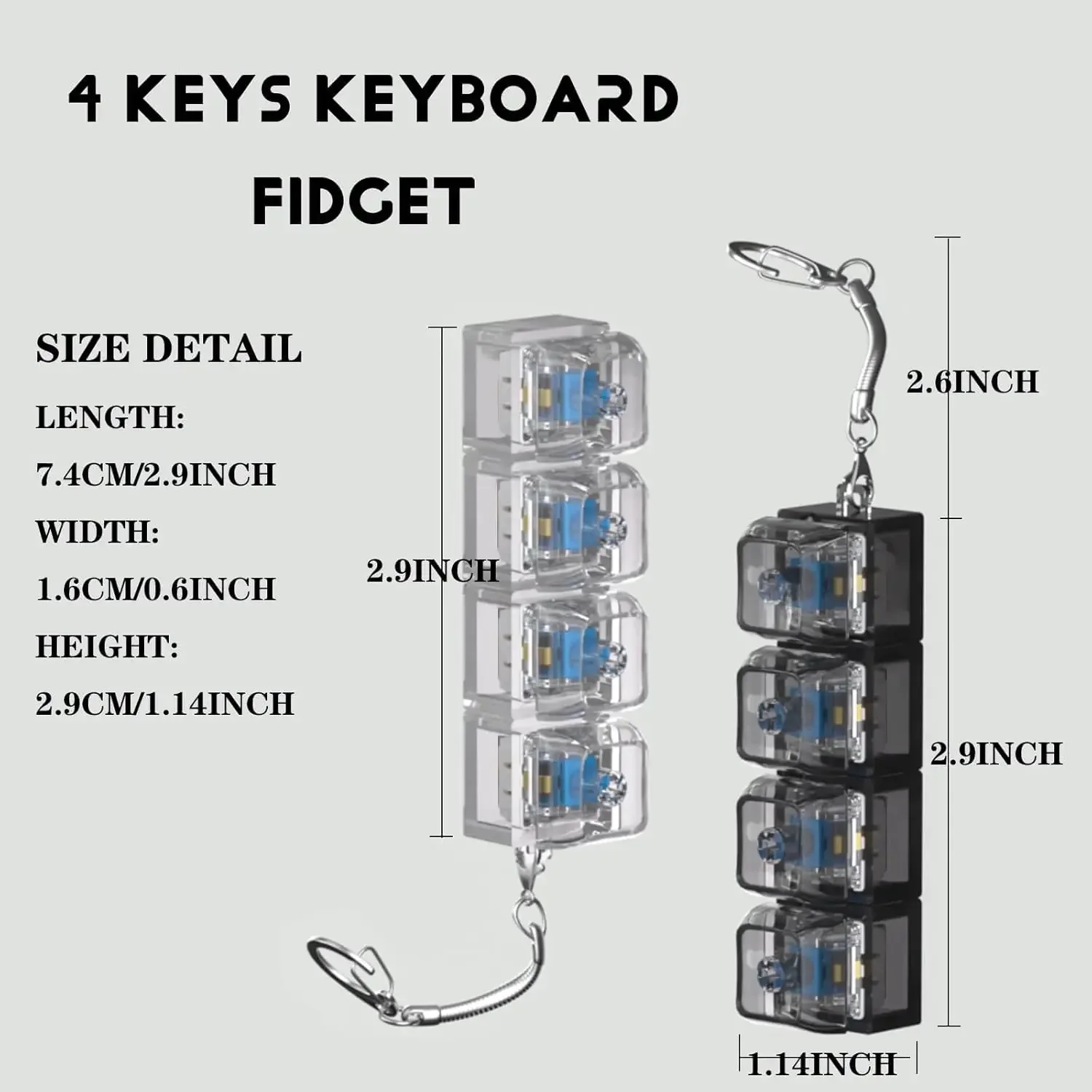 Llavero Teclado Fidget – Juguete Desestresante Con 4 Botones, Diseño Compacto Con Cadena, Color Azul Degradado