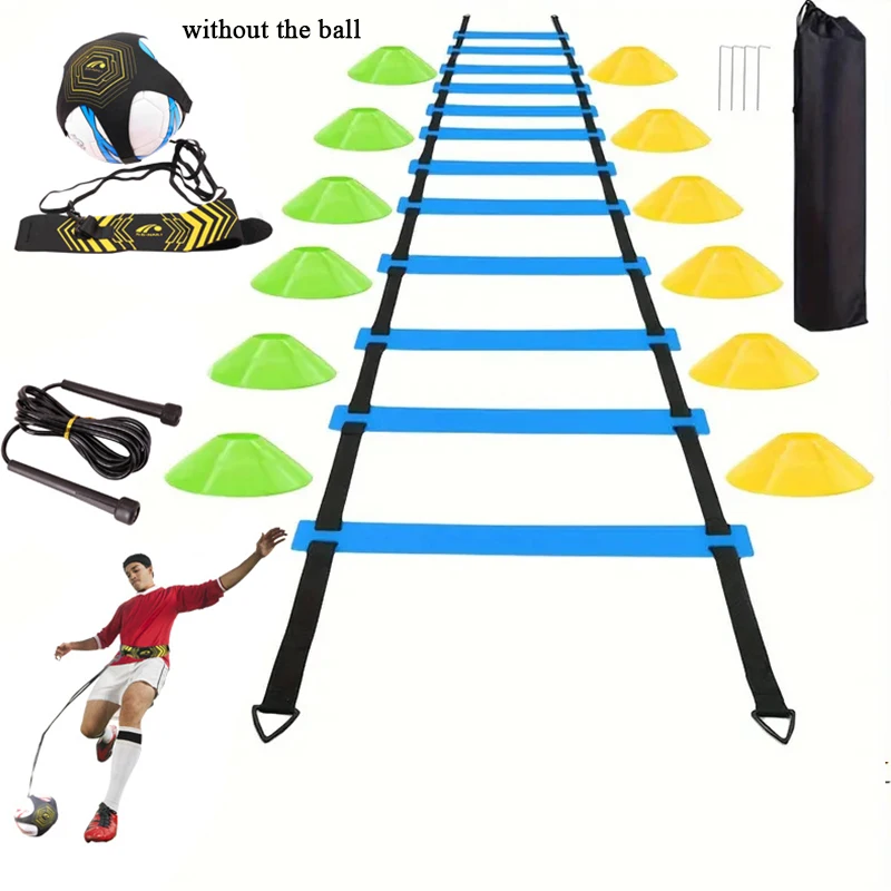 1 Set Agility Ladder Set, Football Speed Agility Training Aid Equipment, With 12pcs Disc Cones, 1pc Skipping Rope, Straps, 4pcs