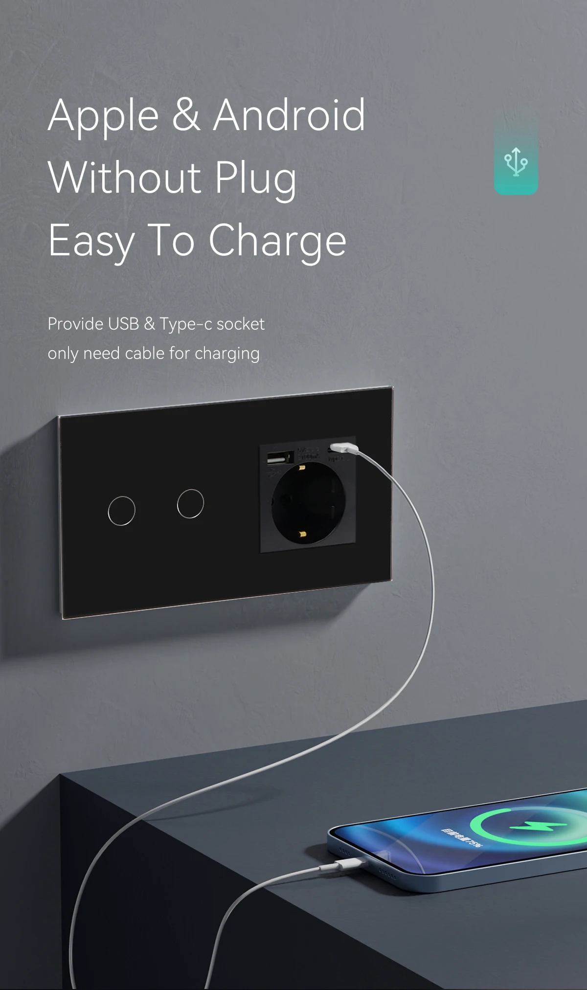BSEED-Touch Sensor Interruptor de Luz, 1Way Tomada