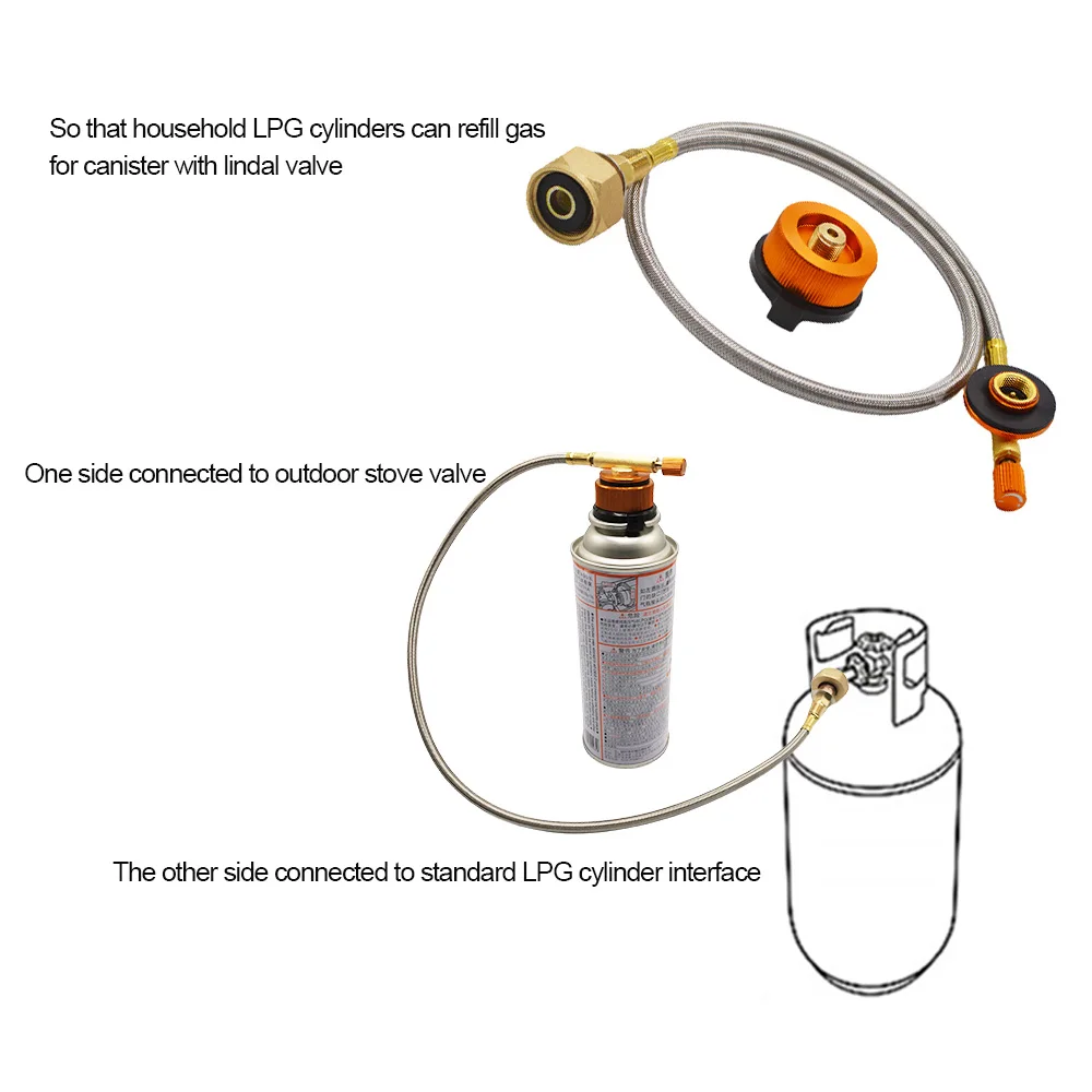 Outdoor Gas Stove Camping Stove Propane Refill Adapter LPG Flat Cylinder Tank Coupler Gas Charging with Pressure Relief Valve