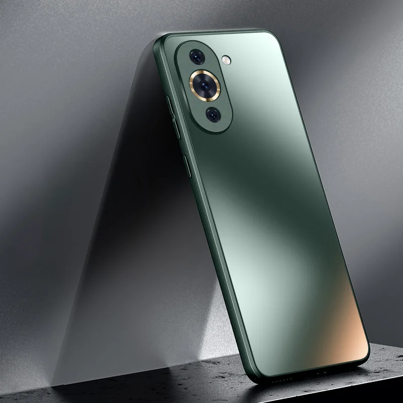 Luxury Reflective Silicone Matte Glass Case with Frosted Camera Lens Protection