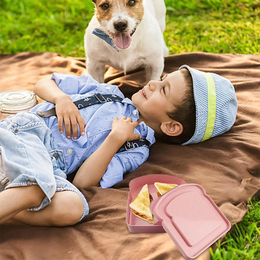 Portable Lunch Box Toast  Sandwich Case Bread Bag Large Capacity Bento Food Container Reusable Organizer Pink Letter Pattern 3
