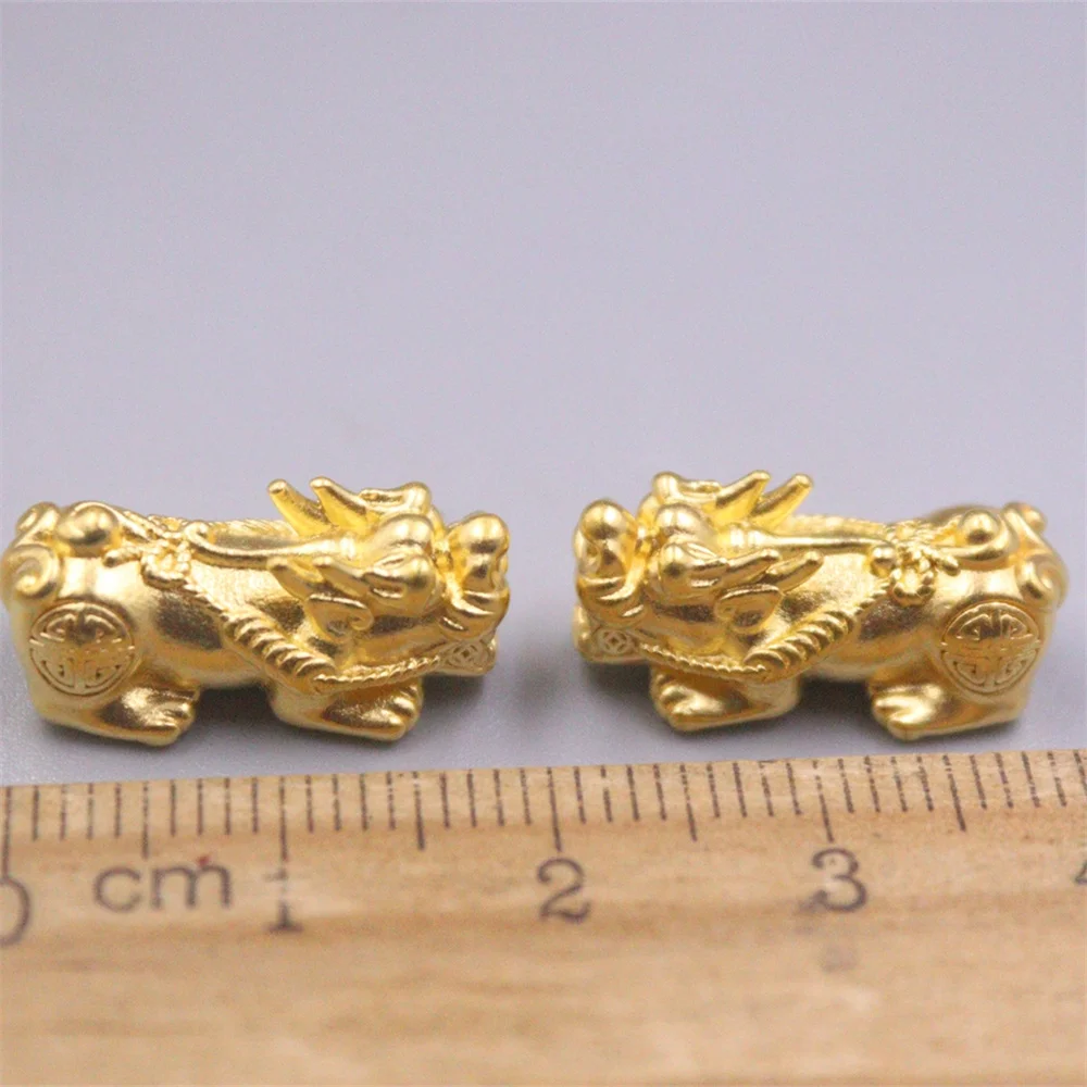 

1PCS Pure 999 24K Yellow Gold Pendant For Women 3D Bead Lucky Wealth Coin Pixiu