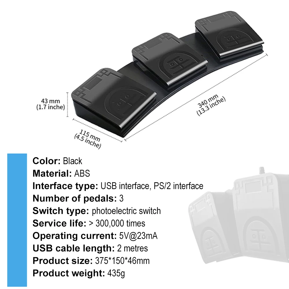PS/2 에서 USB 풋 페달 스위치, 맞춤형 호스트 게임 컨트롤러 풋 페달 키보드, 지연 없음, 고감도, 5 가지 기능