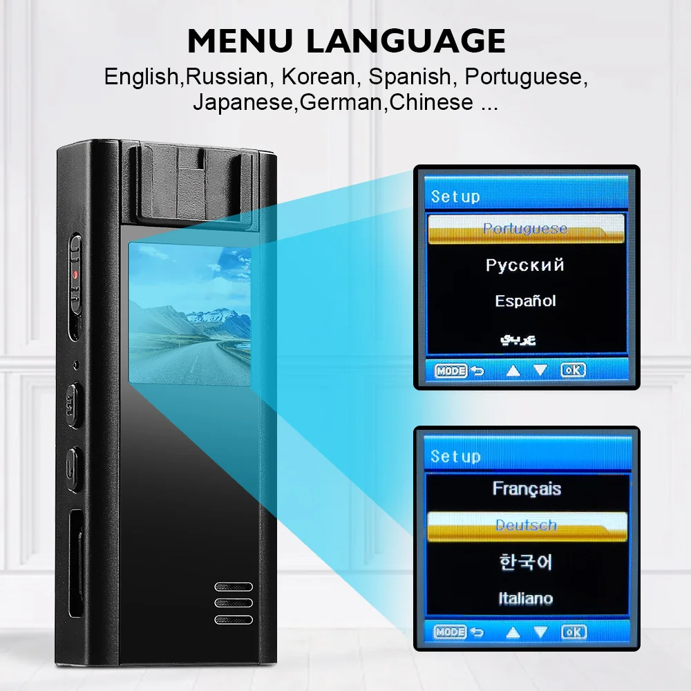 Vandlion A30 미니 비디오 녹음기, 백 클립 포함, 2200mAh 긴 배터리 수명, 110 도 광각 바디 마운트 웹캠, 자동차용