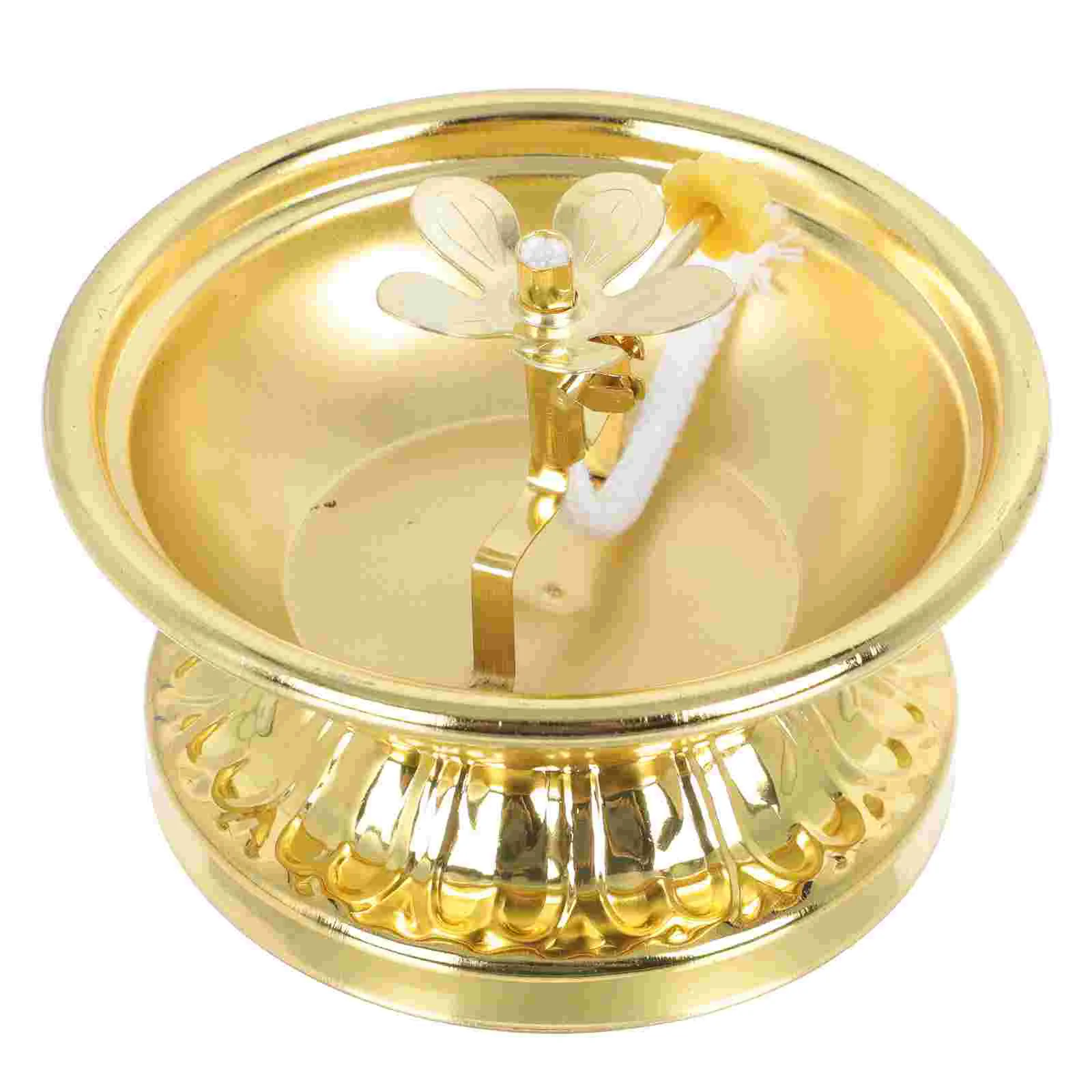 

Butter Lamp Holder Exquisite Alloy Vintage Style Buddhist Butter Lamp Holder Oil Dish Foot Lamp Butter Lamp For Buddha Hall Lamp