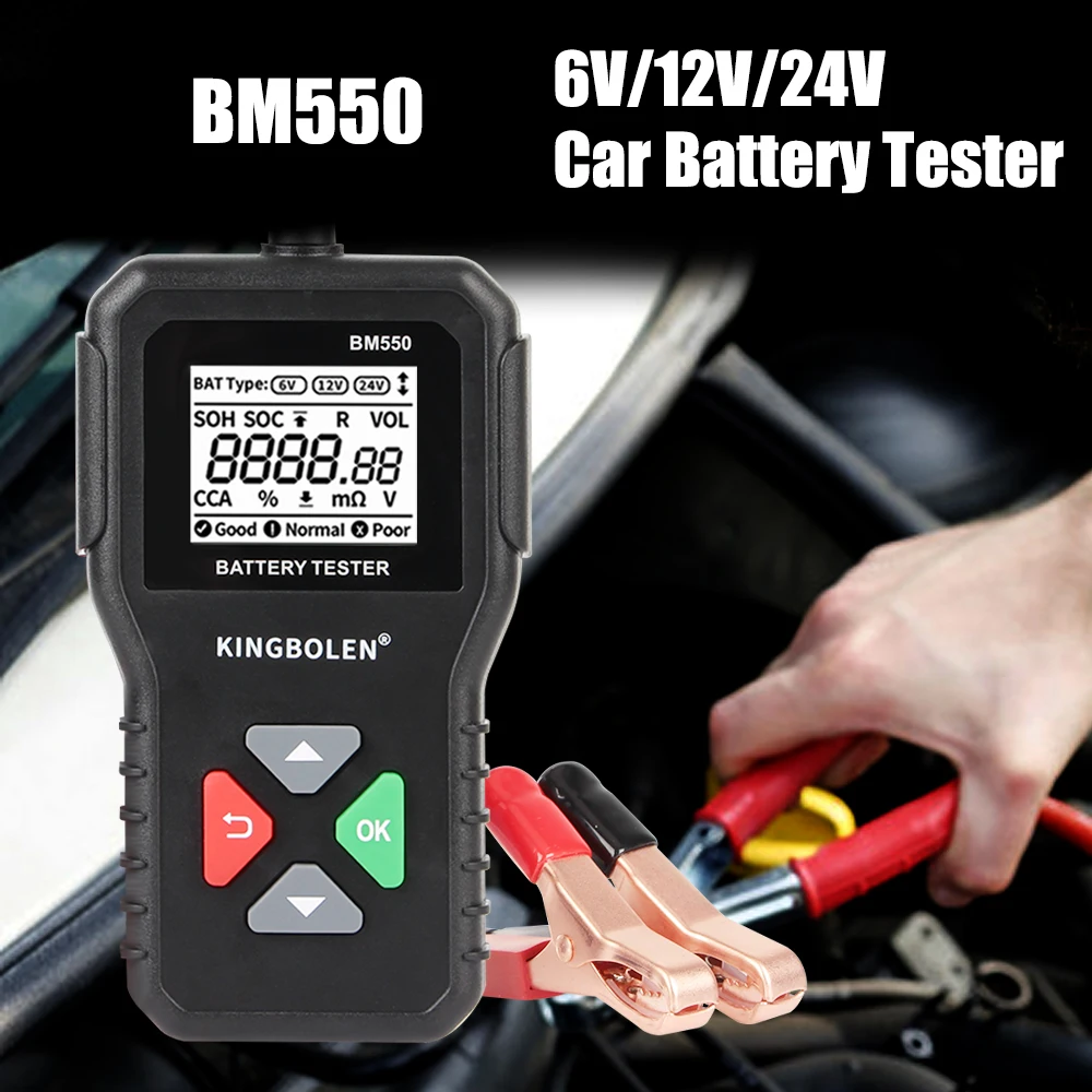 

BM550 24V 6V 12V Car Battery Tester 100-2000 CCA Test Analyzer Diagnostic Tool Vehicles Accessories For Motorcycle Truck Trailer