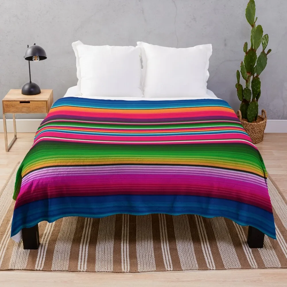 

Mexican Blanket Striped Fiesta Serape Throw Blanket warm for winter Flannel Fabric Sofa Blankets