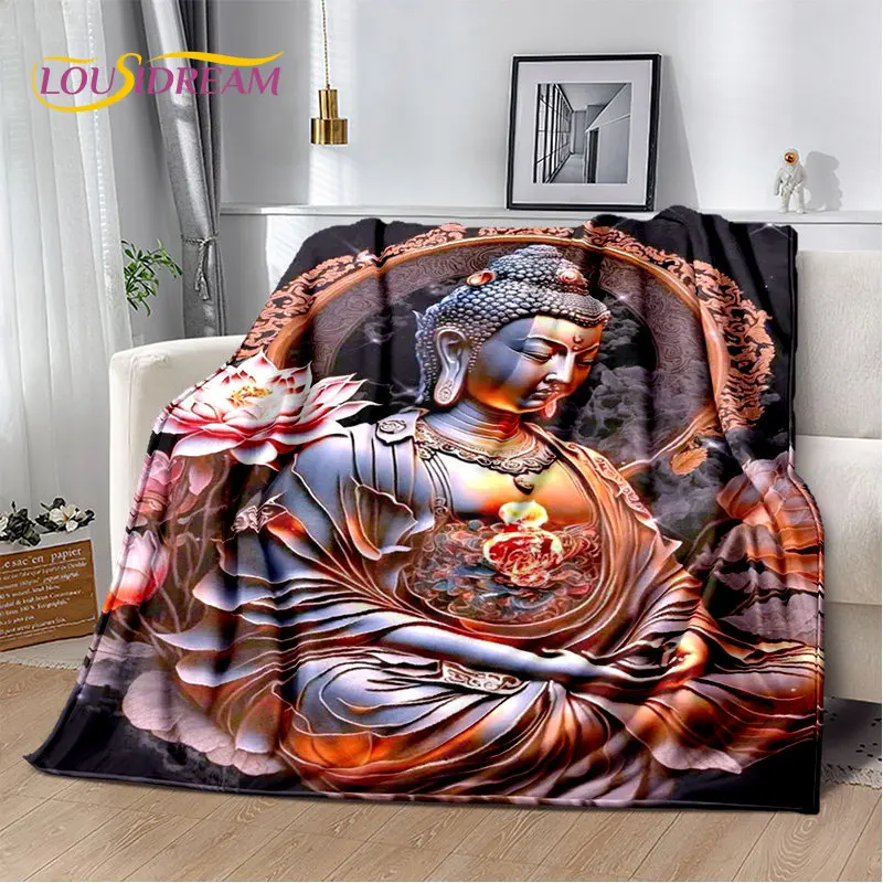 Manta de felpa suave de Buda Sakyamuni, budismo, fe, religión, manta de franela para sala de estar, dormitorio, cama, sofá, rezar