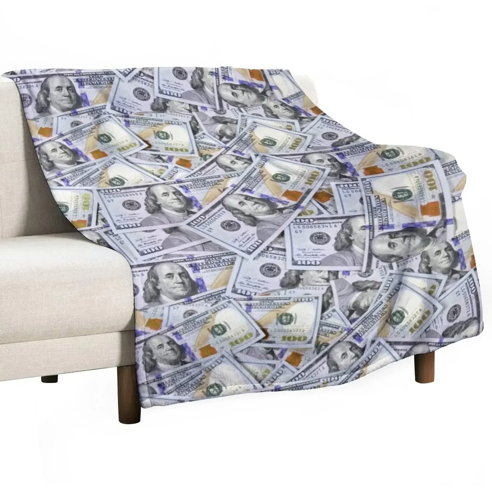 

One Hundred Dollar Bills Throw Blanket Softs Kid'S Bed covers manga Blankets