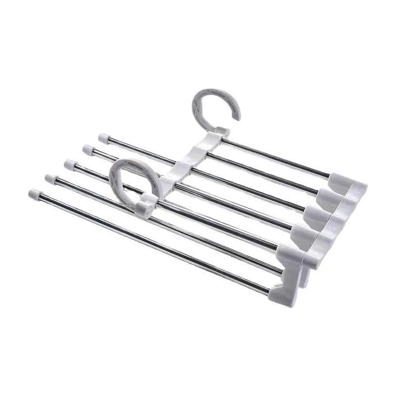 5 in 1 Magic Trouser Rack Hangers. Stainless Steel Folding Pant Rack