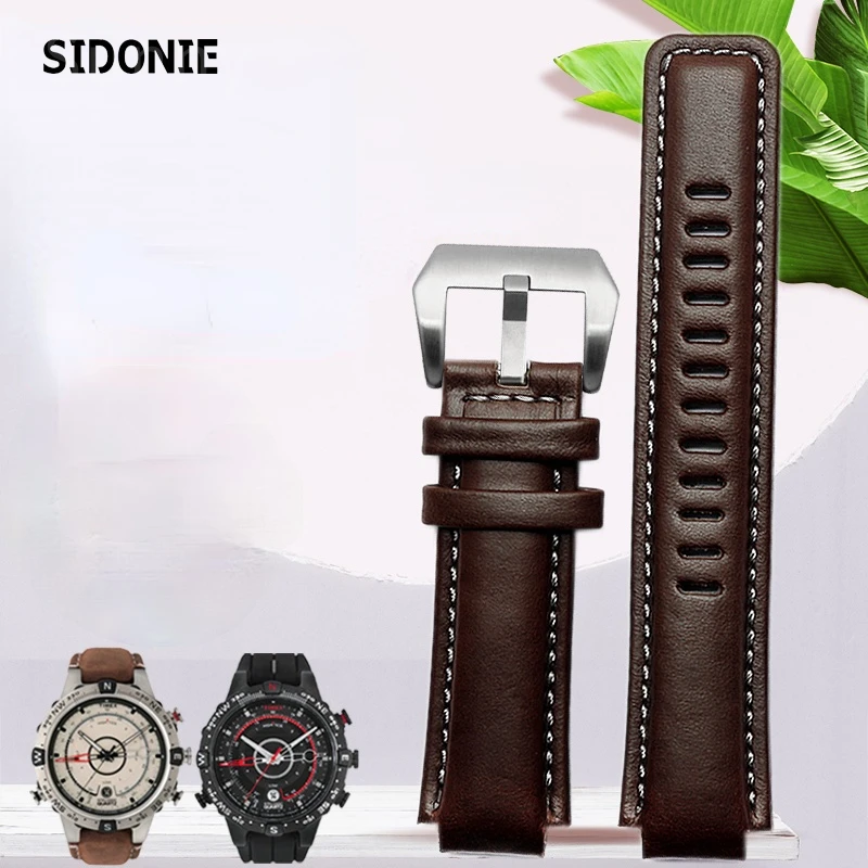 Cinturino Per Orologio In Vera Pelle Per Timex Tide T2N739 T2N720 T2N721 T45601 Cinturino Esagonale 24*16Mm