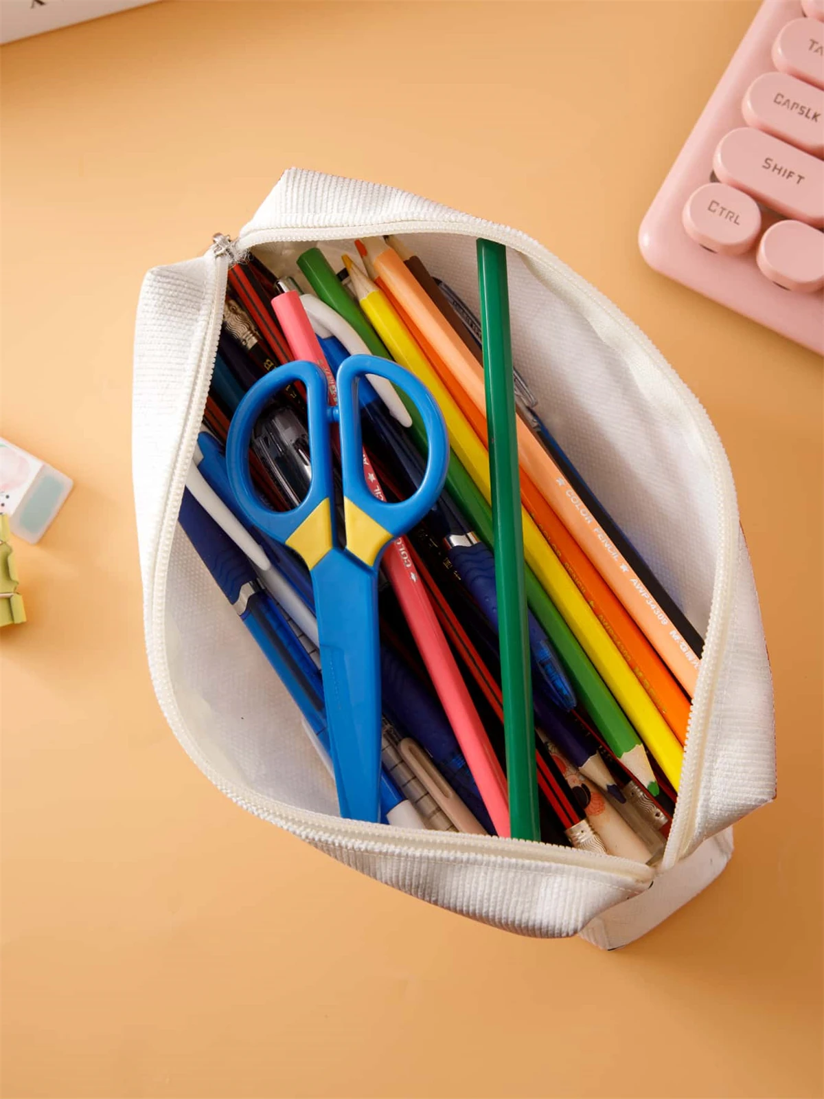 Small pencil case, large capacity pencil case, multifunctional stationery storage bag, student school organization supplies