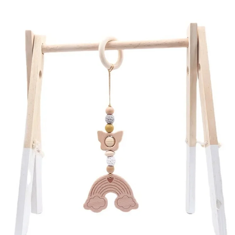 1 Set Baby Play Gym Frame Hanging Toys Crib Stroller Mobile Rattle Wooden Rattle Toys for Newborn Fitness Rack Educational