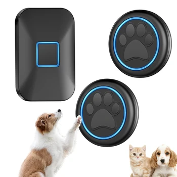 CACAZI Pet Wireless Doorbell Dog Bell for Training To Go Outside with Waterproof Touch Button 2 Buttons 1 Receiver EU Plug