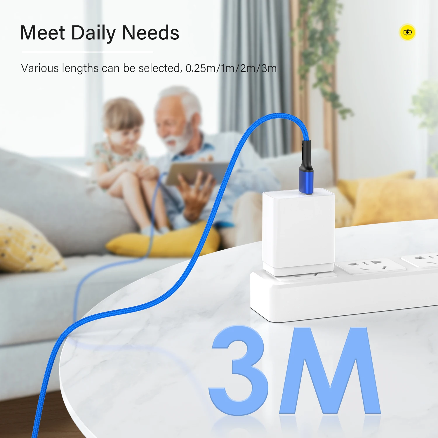 รูปสินค้า สายชาร์จ USB-C สำหรับ iPhone iPad เร็ว 3M คุณภาพดี