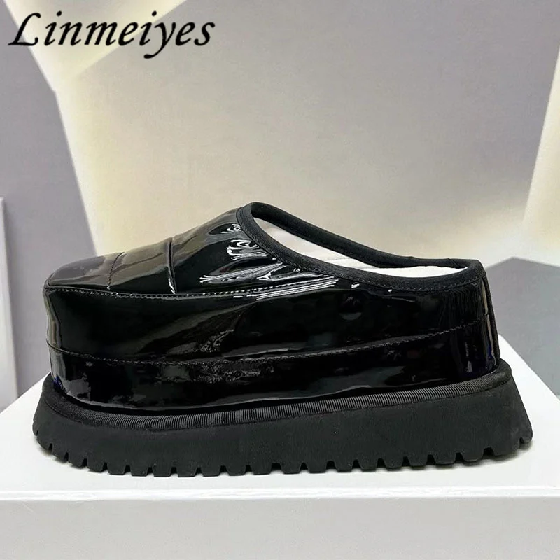 

New Thick Sole Slippers Women Down Cloth Waterproof Mules Shoes Round Toe Slides Casual Comfort Flat Platform Shoes Woman