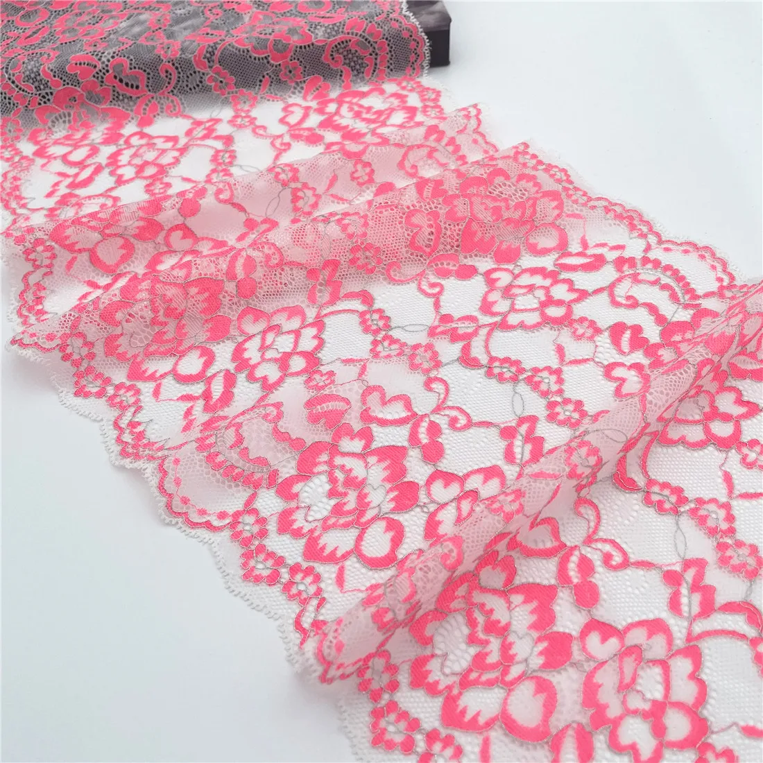 3y/lot Width 22.50cm Pink Gold Silver Elastic Stretch Lace Trims 2