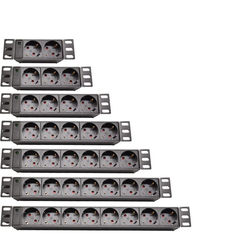

German Outlets Power Strip PDU Power Distribution Unit 2/3/4/5/6/7/8/9/10 Ways Socket 2M extension cord LED