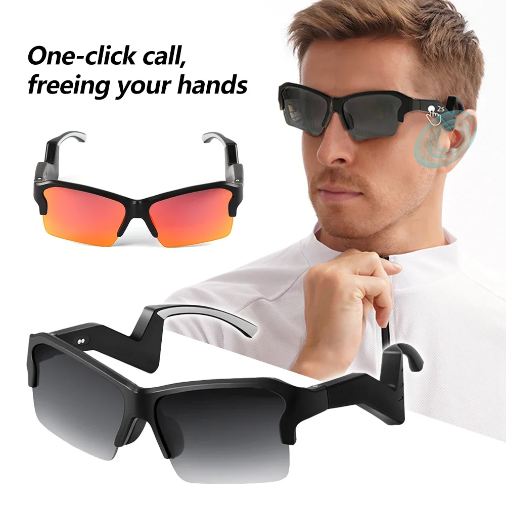 1Pc Smart Cycling Glasses with Speaker Bluetooth Call Wireless Audio Touch Hands-Free Calling Music Headphones Smart Sunglasses