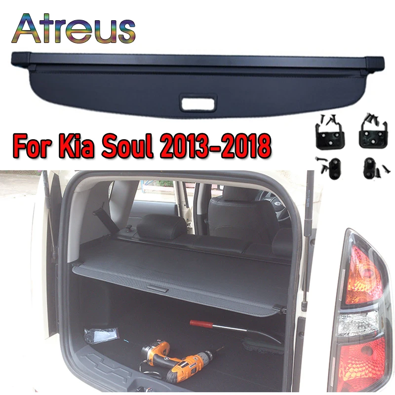 

Крышка полки багажника для Kia Soul 2013 2014 2015 2016 2017 2018 2012, выдвижные задние стойки, разделительные шторы, аксессуары