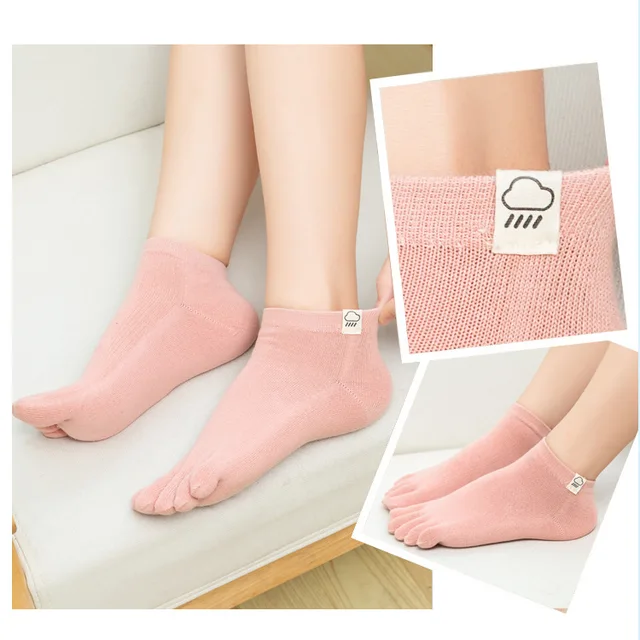 Socks For Women Five Finger Socks Female Sock Solid Color 5 Toe Sock Slippers Girls Lady Harajuku Sweat-absorbing Cotton Socks 3