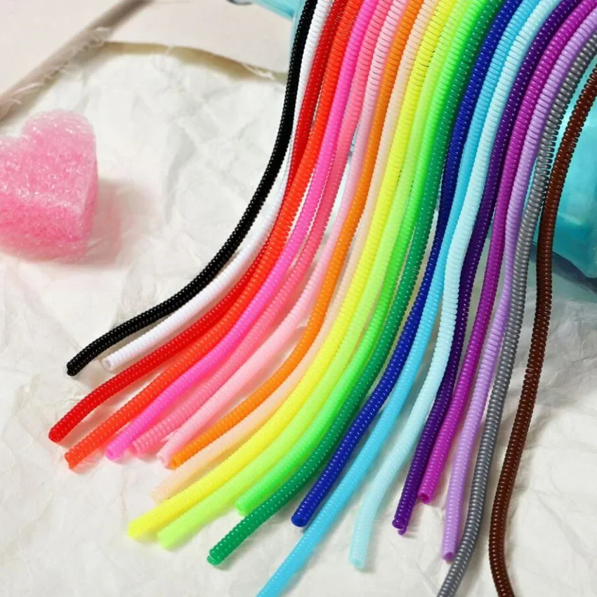 Cable Organizer Color 60CM Solid Cable Hold Colorful TPU Spiral USB Charger Cable Cord Protector Wrap Winder Home Organizer