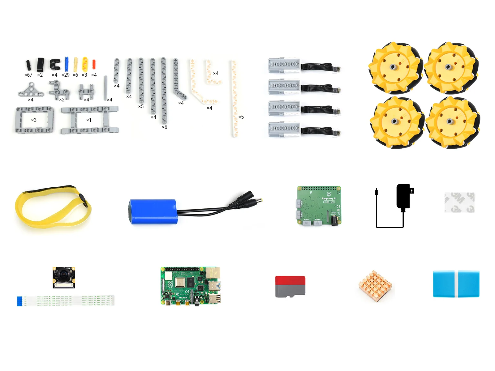 Kit Waveshare BuildMecar, robot Smart Building Block con ruote Mecanum, fotocamera da 5 MP, basato su Raspberry Pi Build HAT - immagine 5