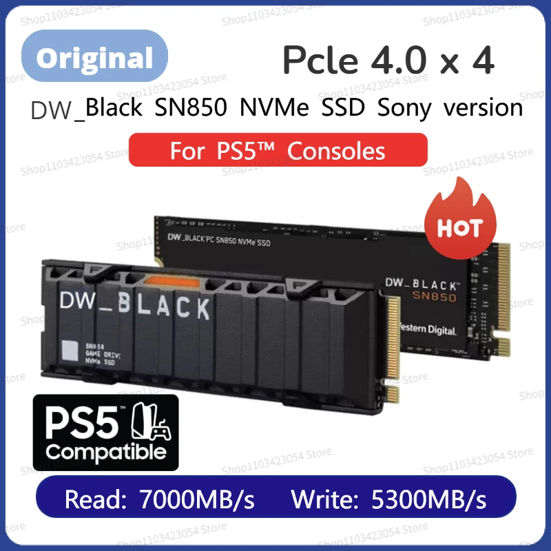 

Original Western Black DW SN850x PCIe Gen4 NVMe Game SSD Sony version For PS5 consoles 1TB 2TB solid state drive up to 7000MB/s