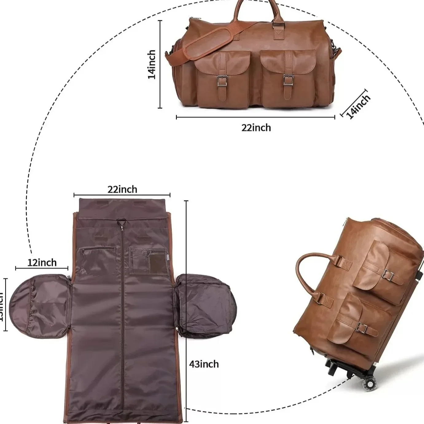 Foldable Suit Bag Garment Travel Bag with Wheels Waterproof Large Capacity Multifunctional Business Trolley Box Luxury Weekend