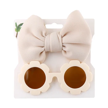2022-04-19 Lioraitiin Girl's 2Pcs Accessories Set Fashion Flower Shape Sunglasses Bow Headband Birthday Gifts 5