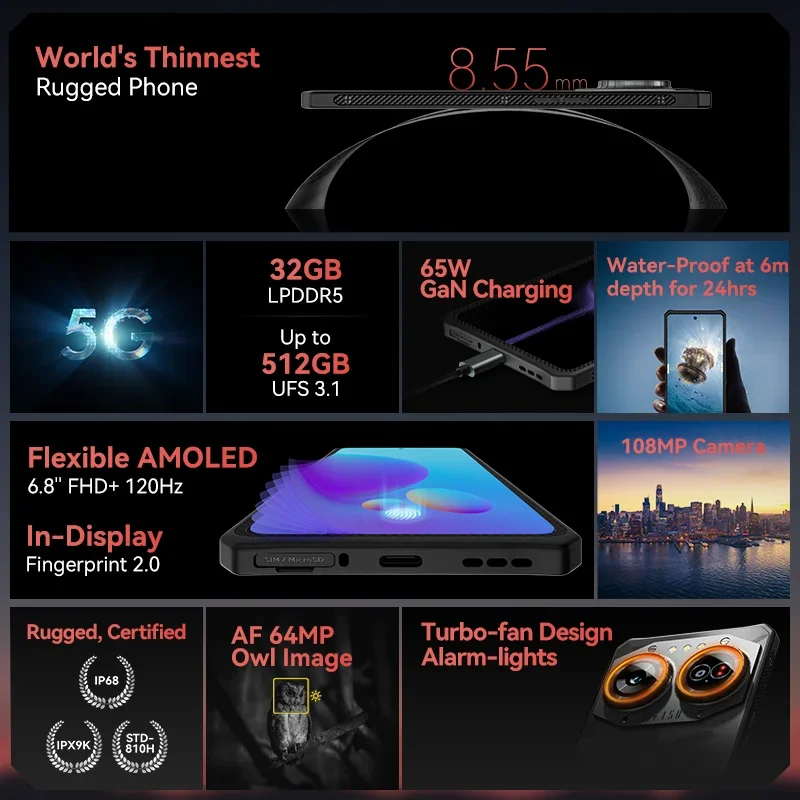 IIIF150 Air2 Ultra Rugged Smartphone 5G Android Mobile Phohe 6.8''FHD+ 120Hz AMOLED Screen 16GB+512GB 108MP Camera Phone