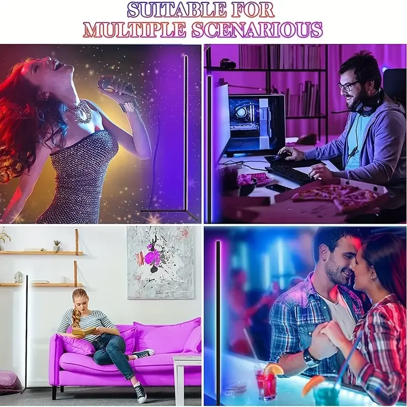 RGB LED Smart Modern Floor Lamp Music Synchronization 16 Million DIY Color Change for Gaming Room Parties rgb floor lamp