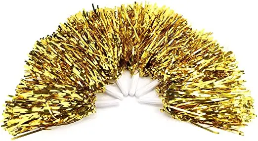Gold Cheerleading Poms Sports Dance Cheer Plastic Pom for Sports Team Spirit Cheering