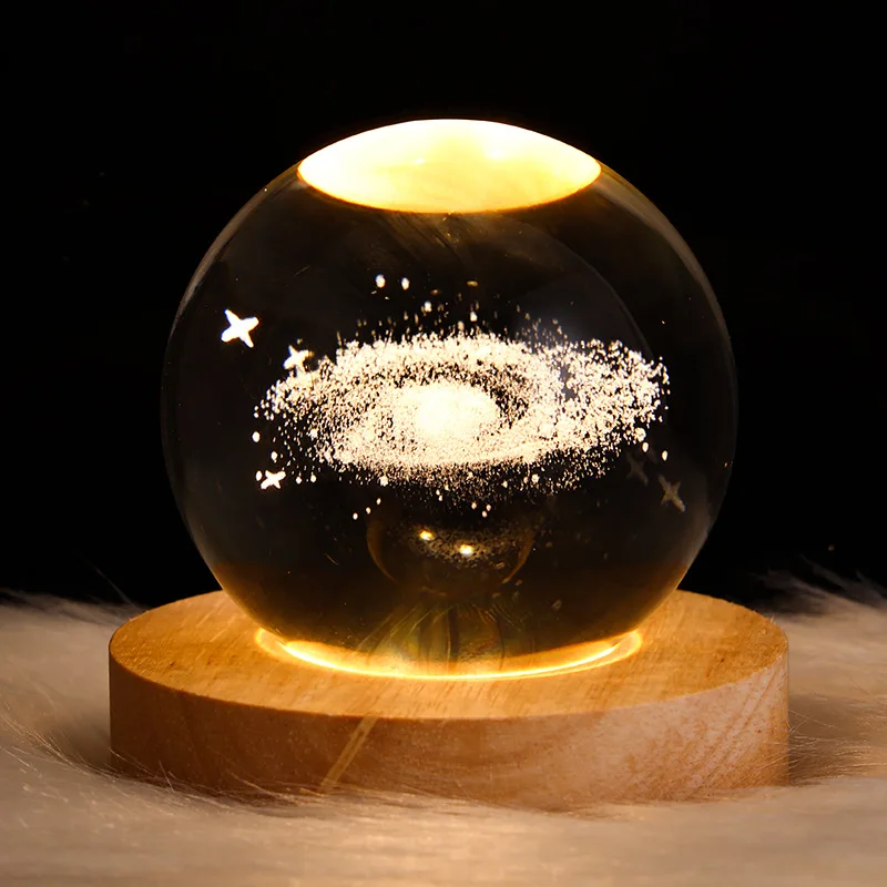 Glowing Sky Planet Moon Galattico Sun Crystal Ball Projection Atmosphere Lamp Comodino Nightlight Circolare Desktop Decoration Gift