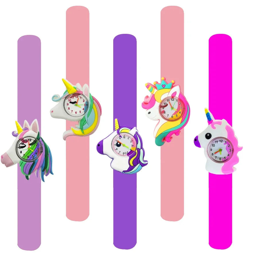 Cartoon Children Watches Baby Study Time Toy Bracelet Kids Slap Watch for Boys Girls Birthday Gift Clock （Free Stickers Battery） 5