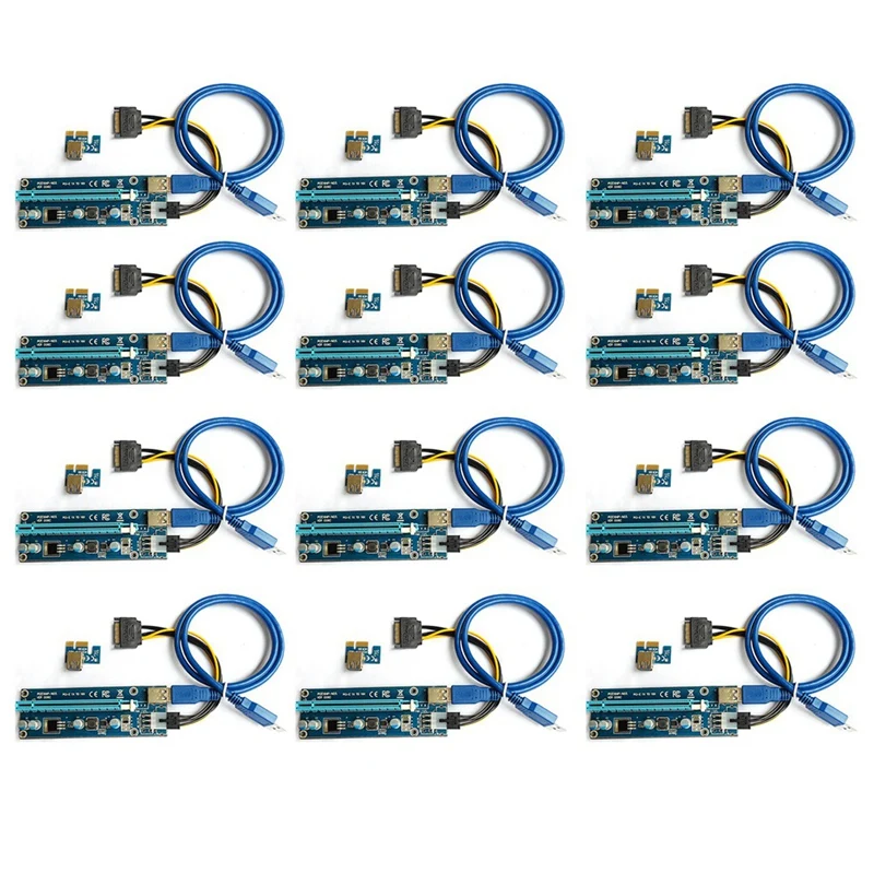 

Переходная карта VER006C PCI-E, Райзер 006C PCIE 1X до 16X, удлинитель 60 см, 100 см, USB 3,0, кабель SATA на 6 контактов, шнур питания для майнинга графических процессоров