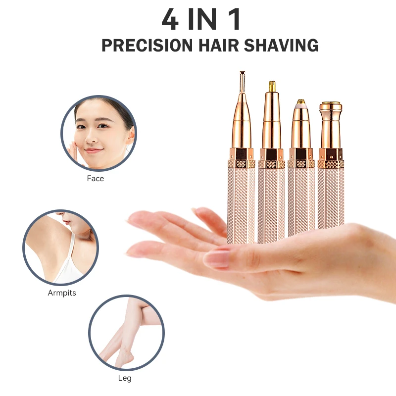 Electric Razor for Women New 4 In 1 Lady Shaver Eyebrow Trimmer Nose Hair Epilator Rechargeable Eyebrow Trimmer