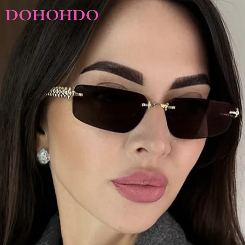 العصرية الفاخرة العلامة التجارية مصمم المعادن فرملس مربع النظارات الشمسية النساء الرجال السفر القيادة ظلال الإناث lrest UV400 lrest دي سول