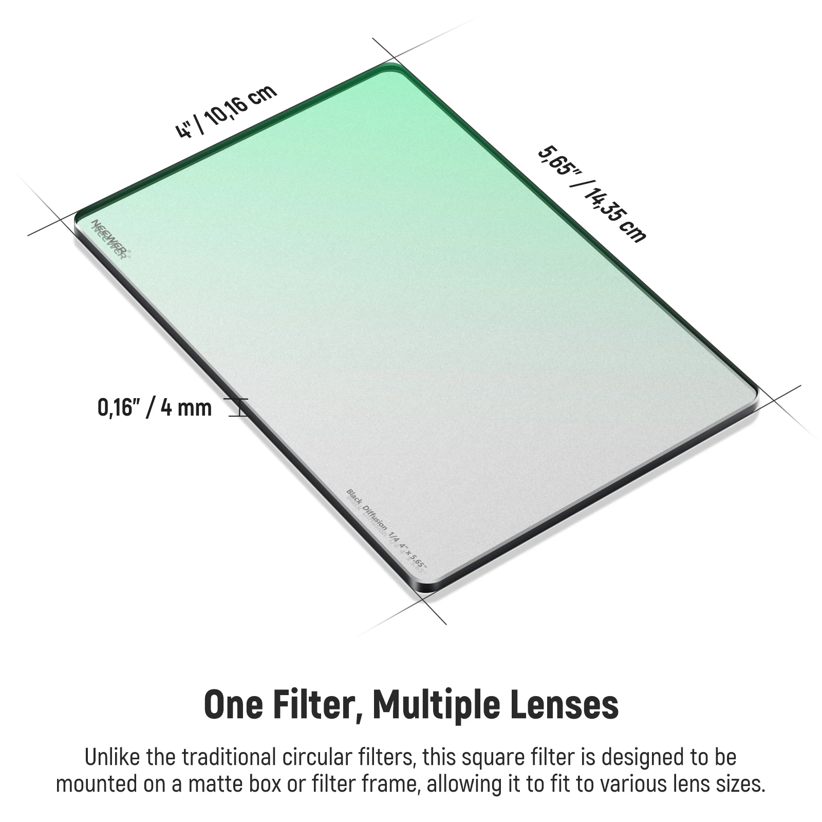 Neewer 5,65 schwarzer Diffusions nebel verträumter Effekt 4 "x Kino quadrat filter mit optischem HD-Glas für Mattbox-Foto video graphie – Detail 7
