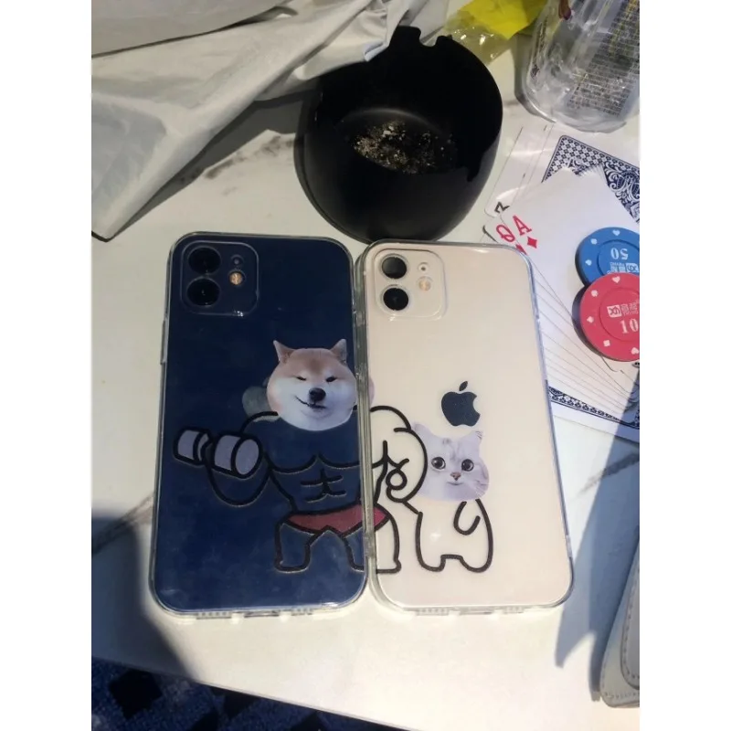 Muscle Dog and Shy Cat Couple Case for iPhone thumbnail 7