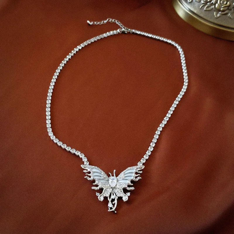 

Zircon Butterfly Necklace Internet Hot Sweater Clavicle Chain Necklace Female