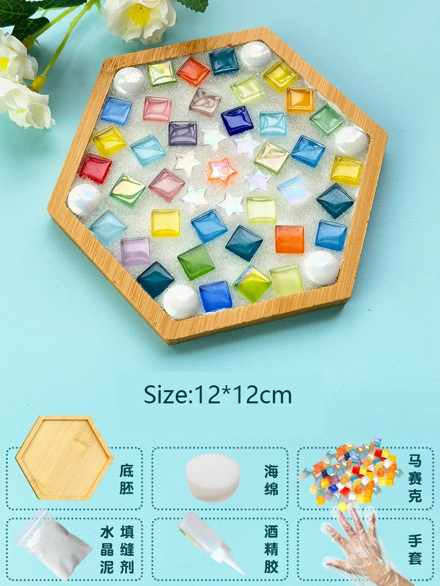 Set 4 Sottobicchieri In Bambù Per Mosaico – Base Fai Da Te – Con Istruzioni - 4