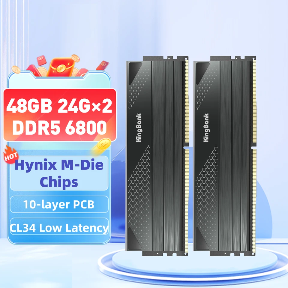 KingBank DDR5メモリー 48GB(24GBx2) 6800MHz KingBank Memoria RAM DDR5 6800MHz 24GB 48GB 24GBx2 Gaming