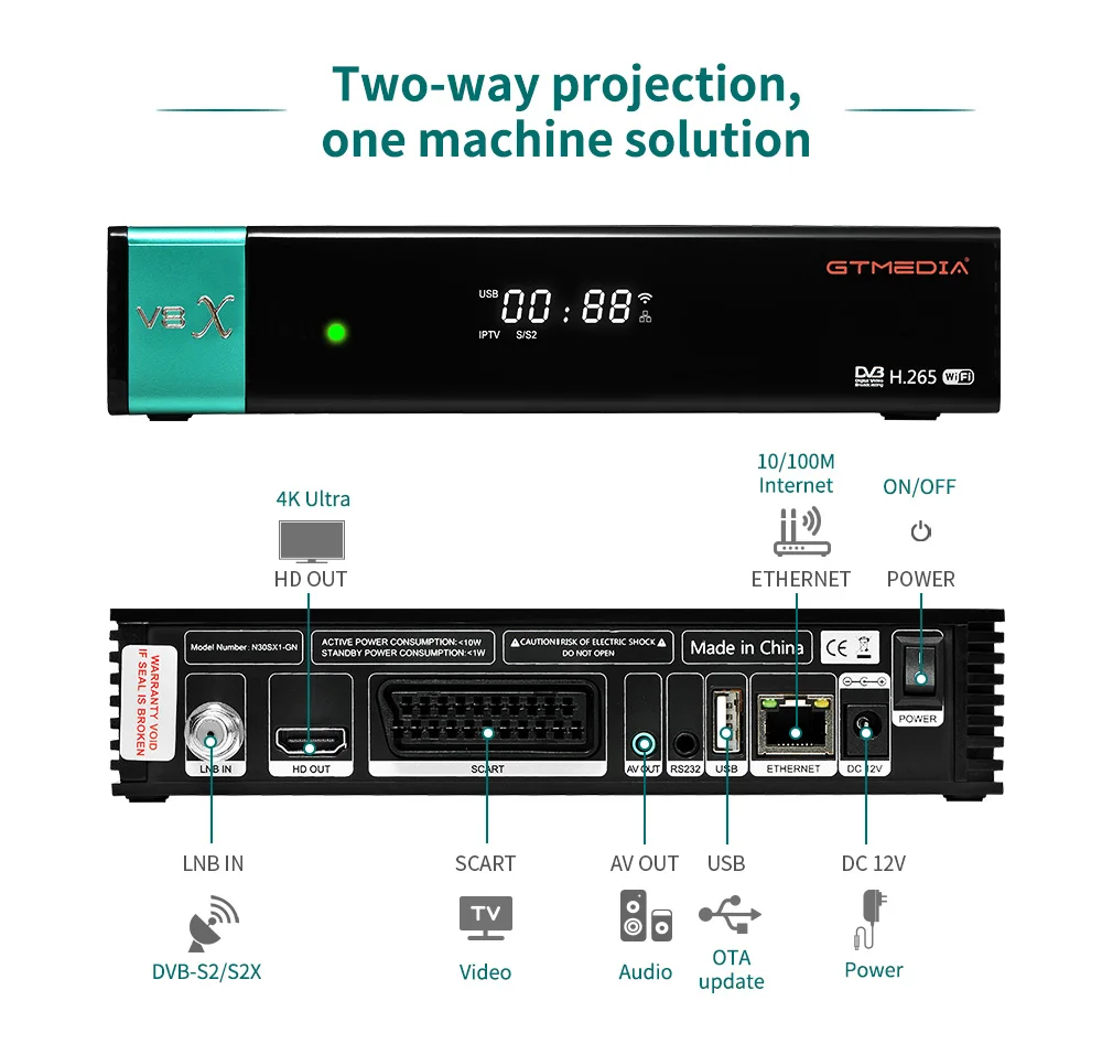 GTMEDIA-Receptor de Satélite com WiFi Embutido, Leitor