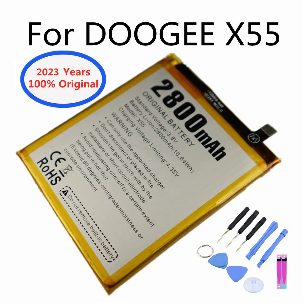 

2023 год, 100% оригинальный аккумулятор 2800 мАч для сотового телефона DOOGEE X55 X 55, высококачественный аккумулятор + номер отслеживания + Бесплатные инструменты