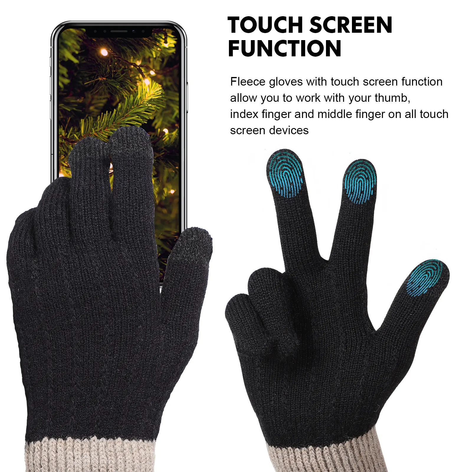 2 쌍 겨울 장갑 터치 스크린 따뜻한 열 양털 장갑 남성 여성용 달리기 운전 야외 추운 날씨 편안한 착용감
