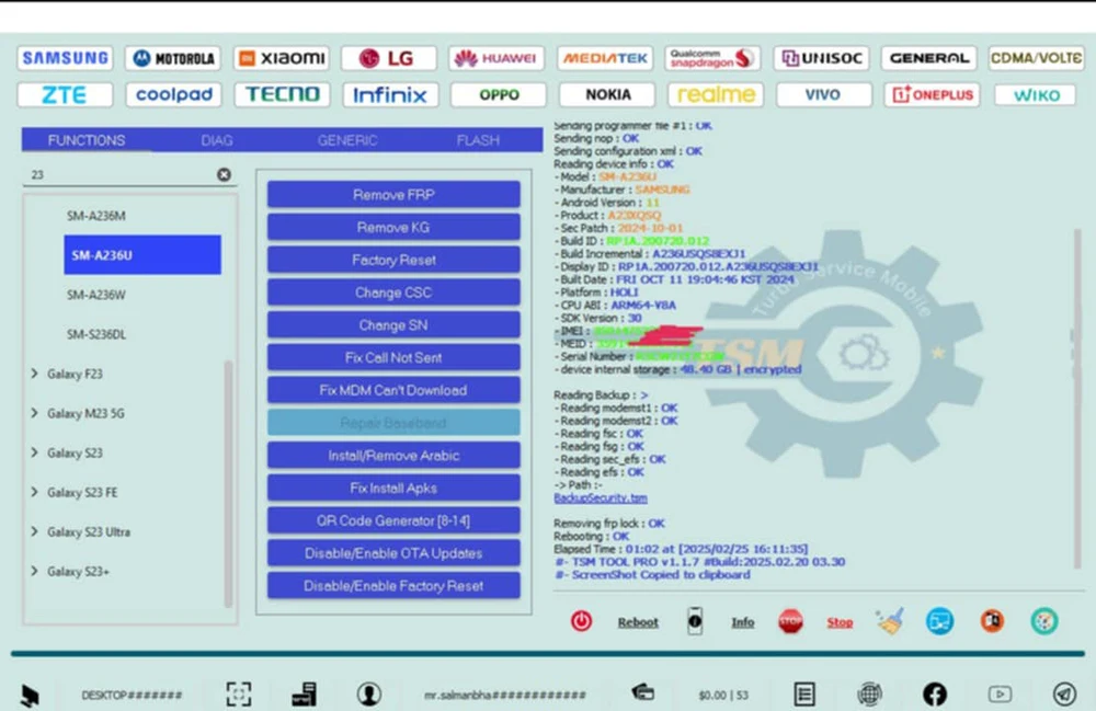 TSM-TOOL Pro 1,2 Year for FRP IMEI KG MDM Repair