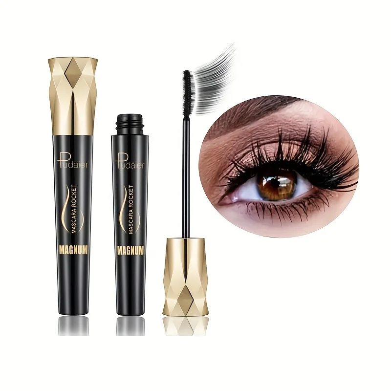 قطعة واحدة من ماسكارا Pudaier Fiber Lash - مقاومة للماء، مقاومة للتلطخ، وصلات سوداء تدوم طويلاً، مظهر طبيعي، بدون تقشير أو متكتل،