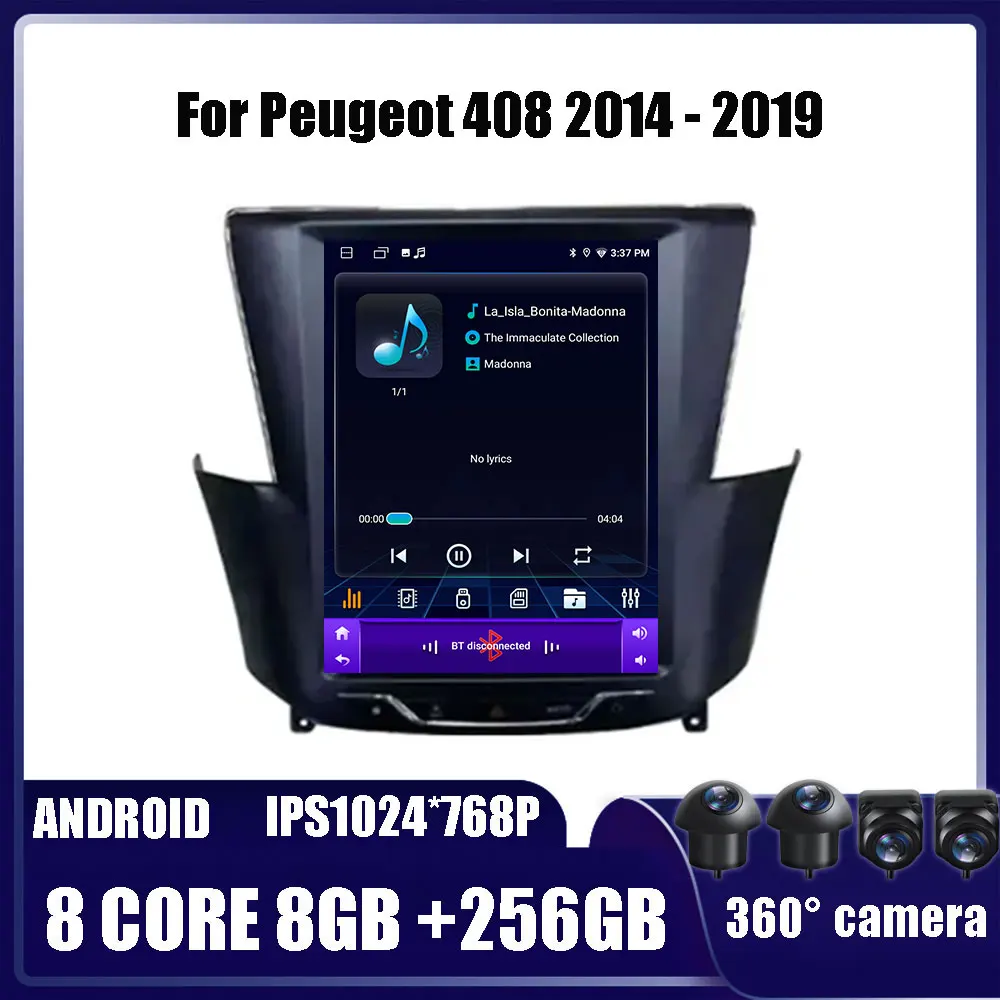 

9.7Inch Android13 For Peugeot 408 2014 - 2019 Car Radio Auto Multimedia Player 2 Din Tesla Vertical GPS Carplay DVD WIFI 4G